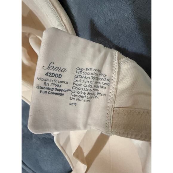 Soma 42DDD Stunning support Full coverage underwire women’s bra cream beige - Picture 4 of 5